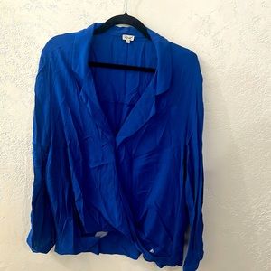 Bright blue wrap top